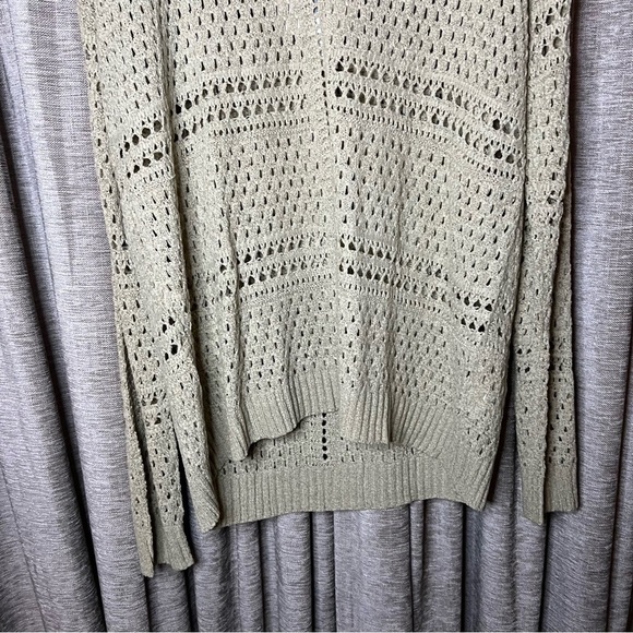 NWT RXB Open Knit Crochet Tan Crewneck Sweater Size Large - Picture 4 of 15